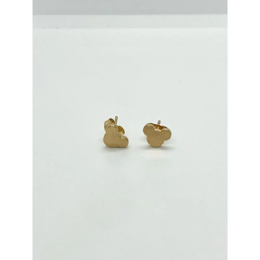 Yellow Gold Stainless Steel Mickey Mouse Silhouette Stud Earrings